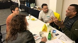students talk with Arturo Zavala and Wilson Smith