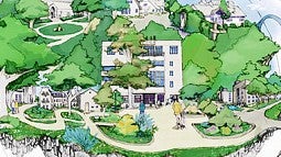 Watercolor illustration of the College of Design