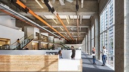 Architectural graphic rendering of interior of building