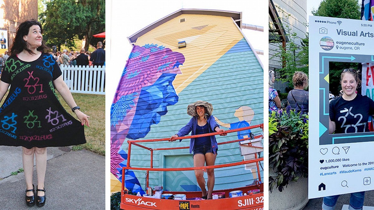 People and murals