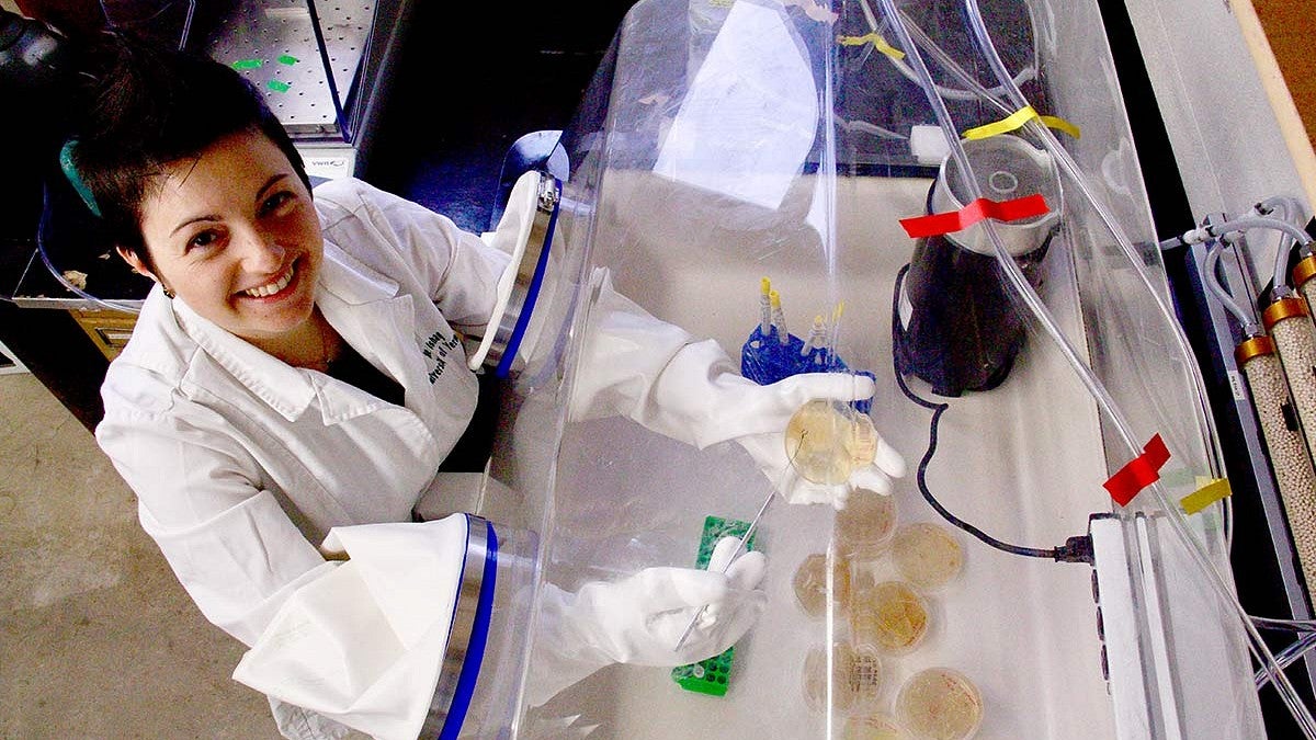 Sue Ishaq in the lab