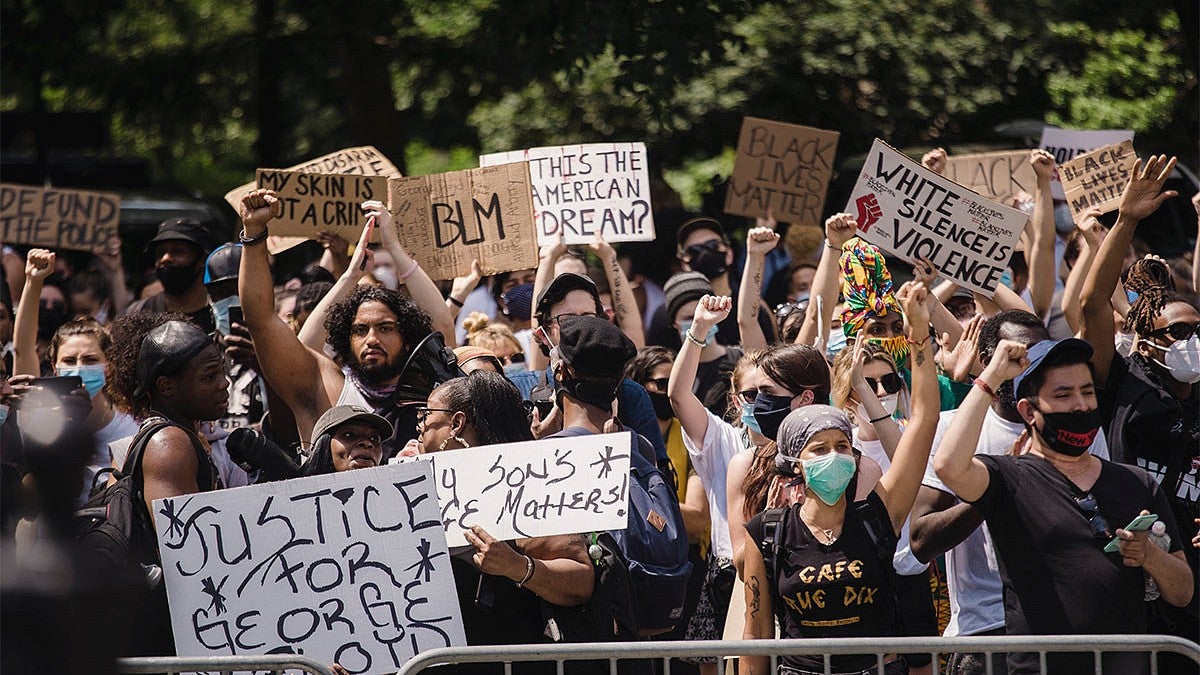 A photo of a group protesting for George Floyd
