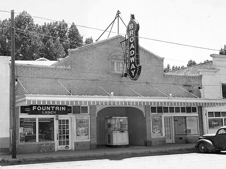 click to enlarge image A historic image of the Broadway Theater in Malin, southeast of Klamath Falls.