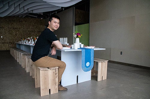 Student at table