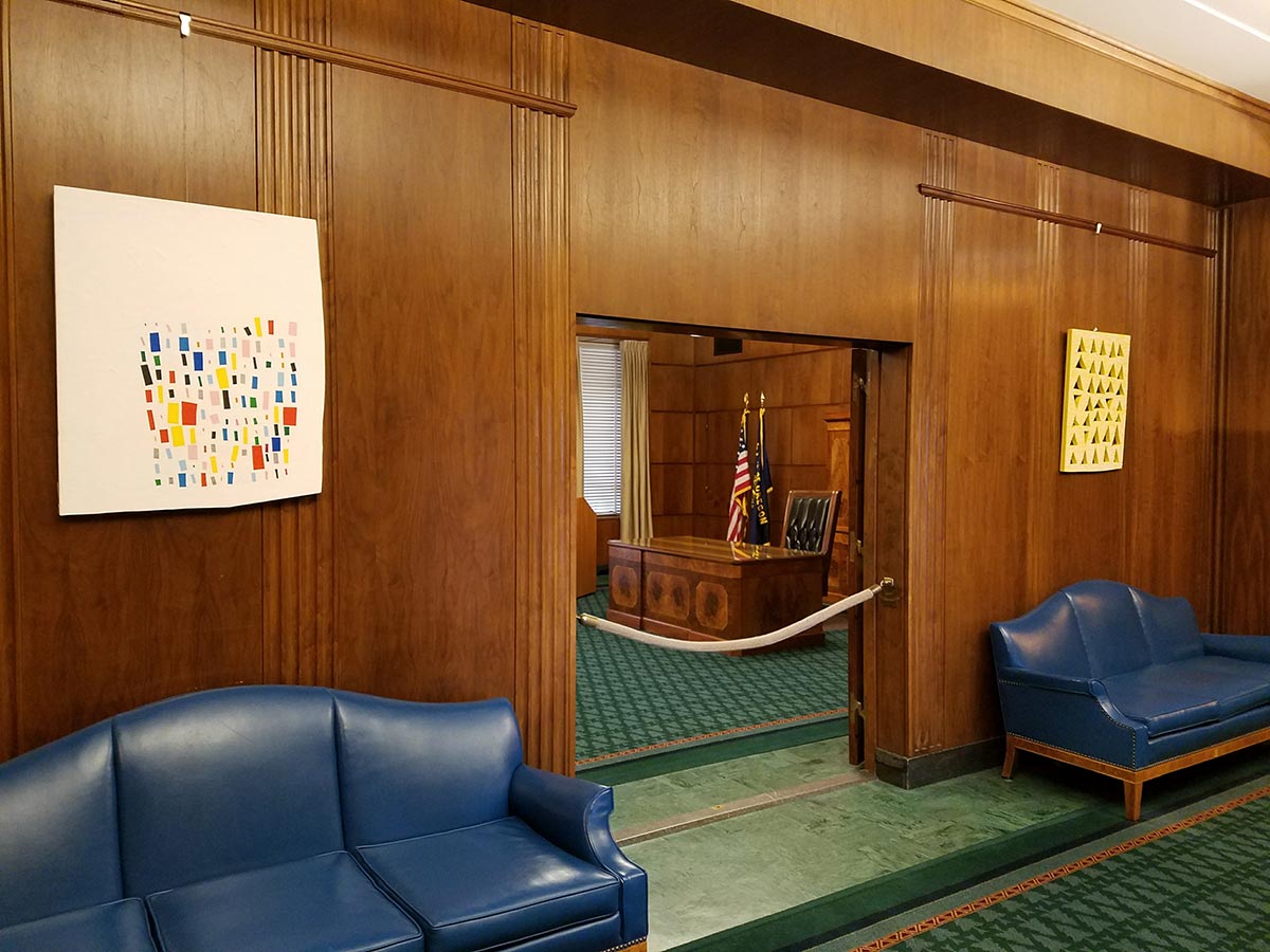 Artwork by Amanda Wojick hangs in the Oregon Governor's Office.