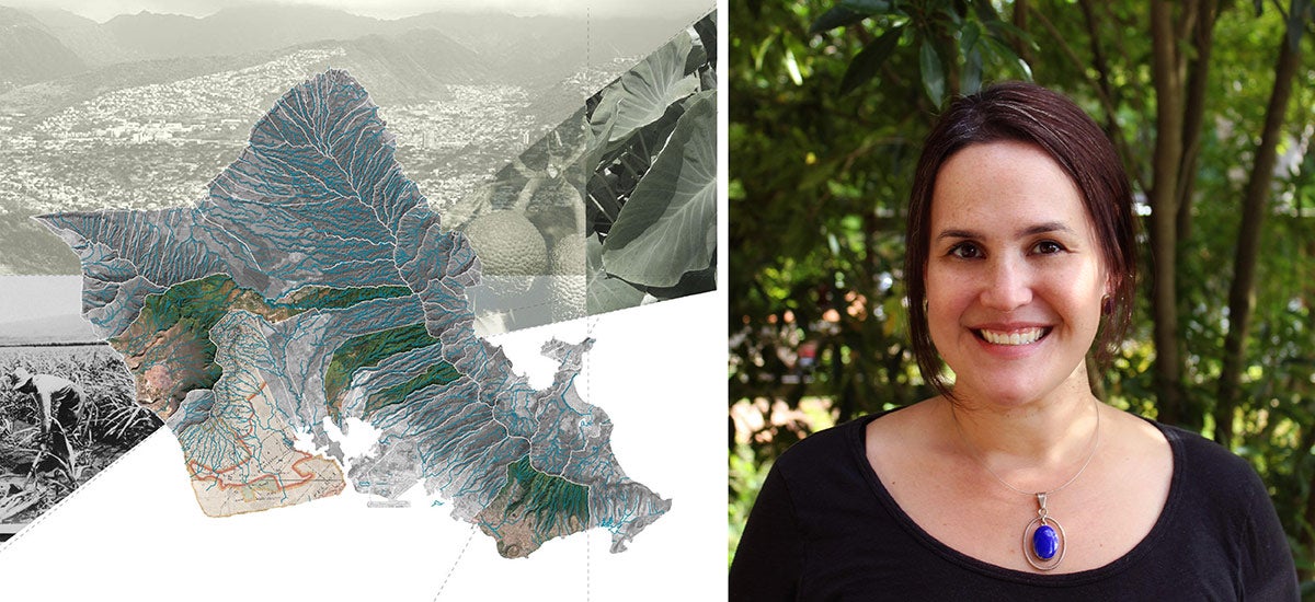 Map of Honolulu and portrait of Sara Jensen Carr
