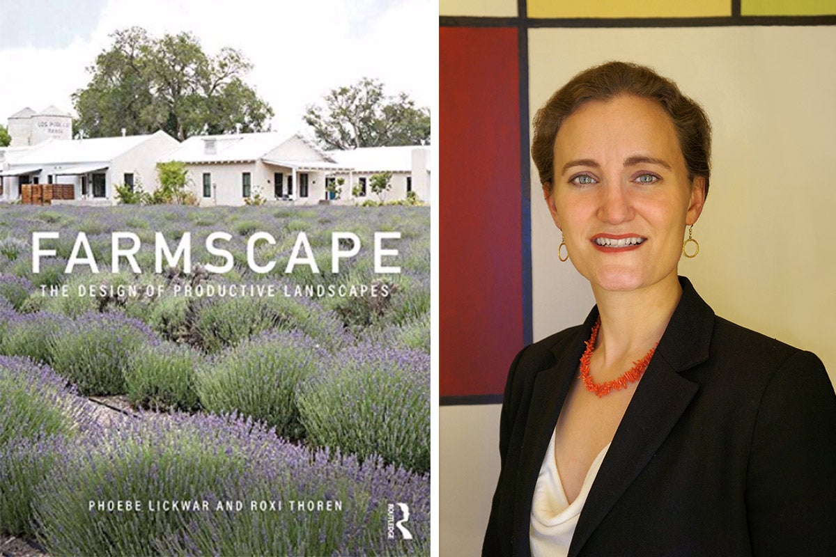 Bookcover for Farmscape and a portrait of Roxi Thoren