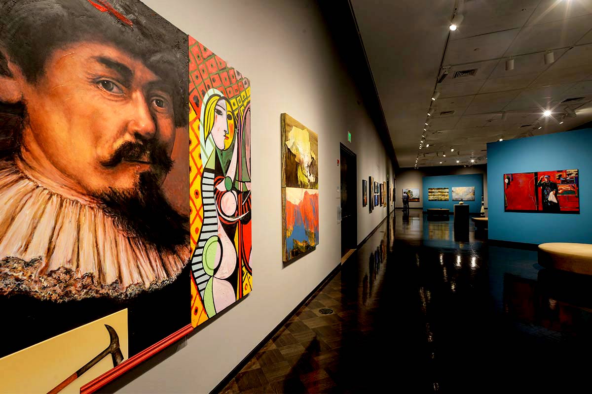 paintings in a gallery