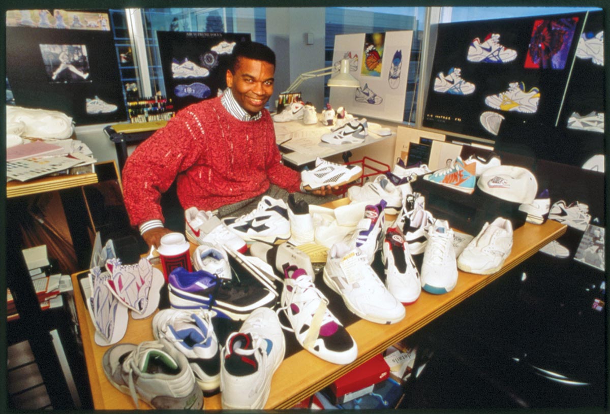 Wilson W. Smith III surrounded by shoes