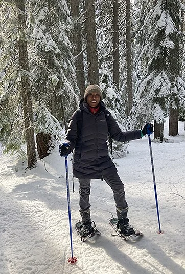 Lew Williams on skis in the snow