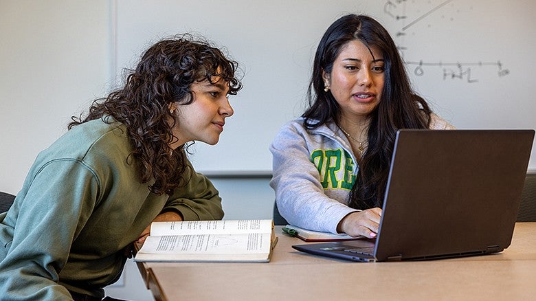 CPSY Students studying on an open laptop