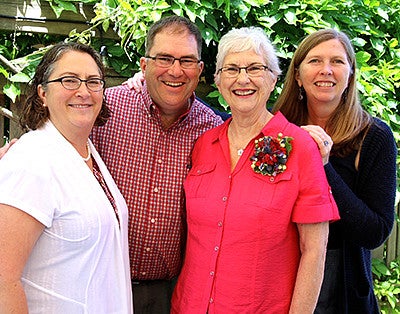 Teresa Osborne pictured with brother, sister, and mother 