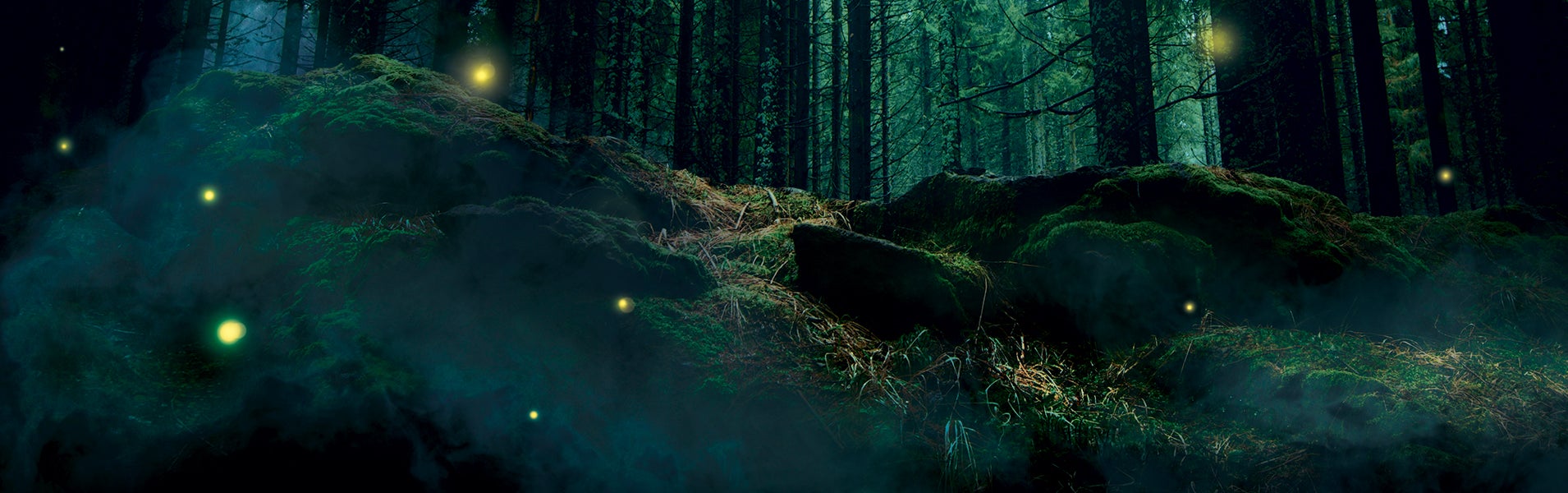 Composited forest with orb sprites. 