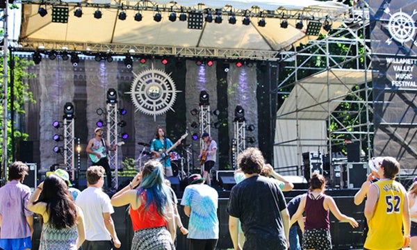 Students attending music festival.