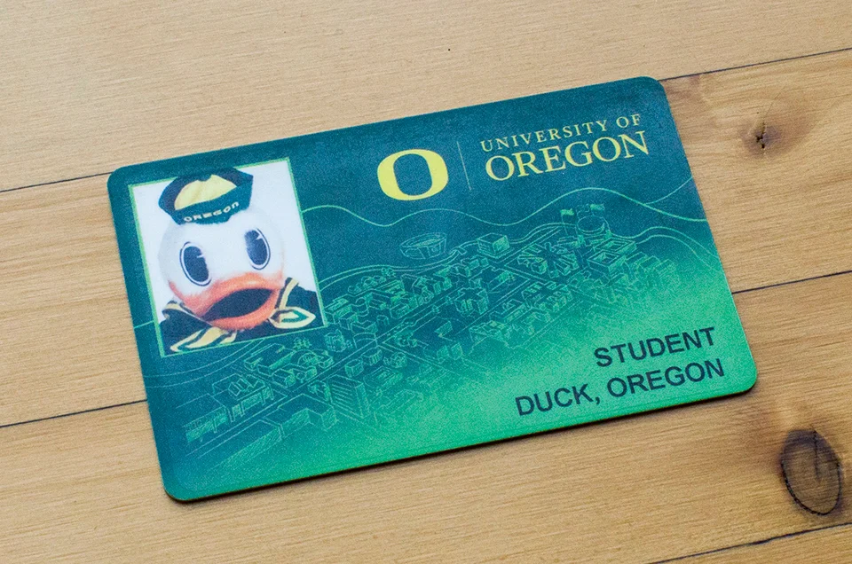 UO Flock Card featuring a sample photo with The Duck. 