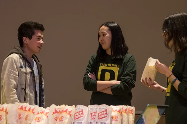 Ducks After Dark students and popcorn