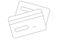 Outline of two credit cards, one stacked on top of the other