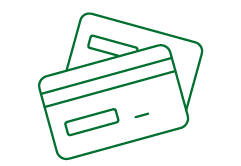 outline of two credit cards, one on top of the other
