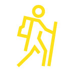 drawing of a person walking with a backpack and hiking stick