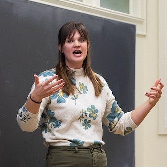 Rebecca altman teaching in a classroom