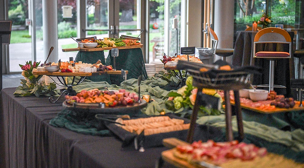 catering spread at three minute thesis reception