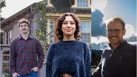 three portraits of oregon debate team members collaged side by side