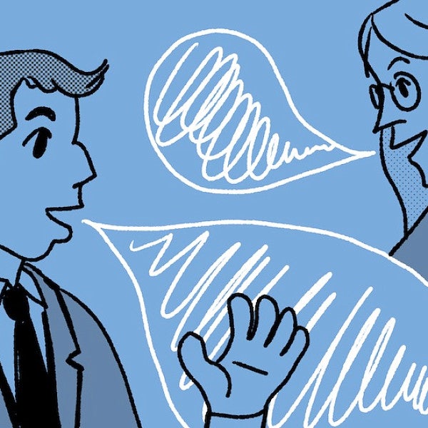 Illustration of two people debating
