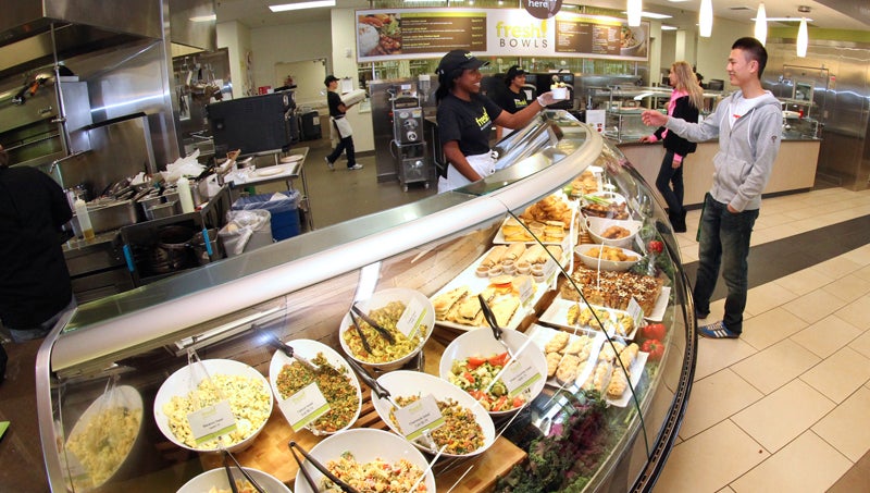 Student looking at food options