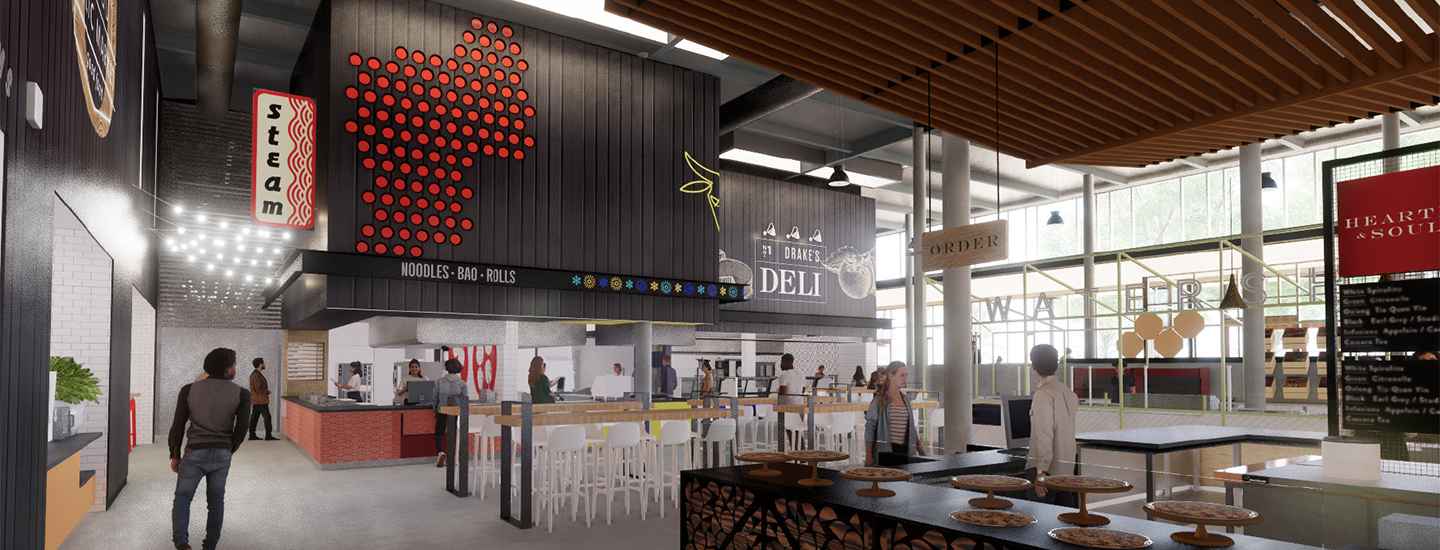 Rendering of dining site at new residence hall