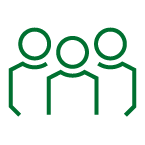 line drawing of three people in a group