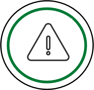 Circle with a caution symbol in the middle