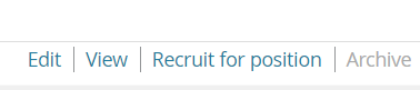 The 'recruit for position' button from the position description in MyTrack