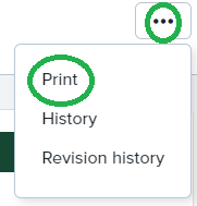 Showing print option