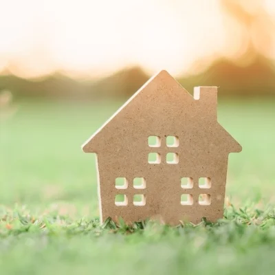 cutout of house in grass