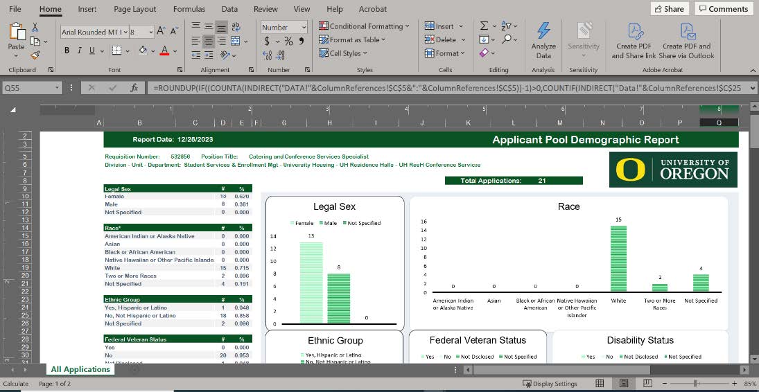 Sample of the demographic report in MyTrack