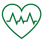 line drawing of heart with heart monitor tracing