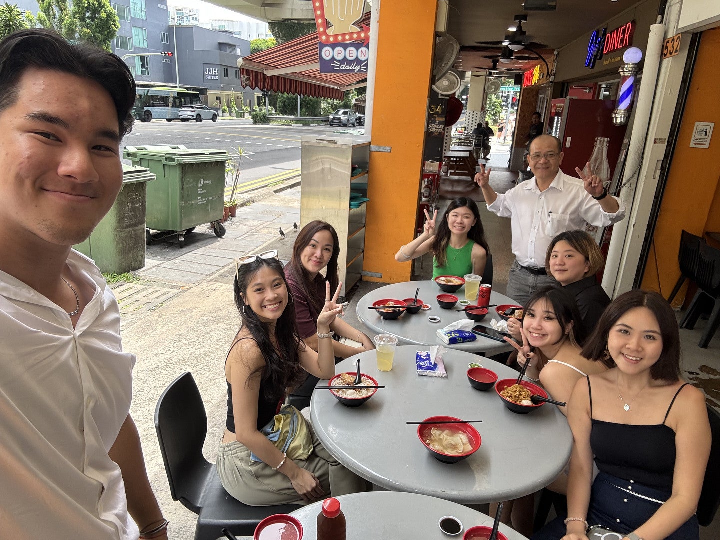 Group of students sitting around a lunch table