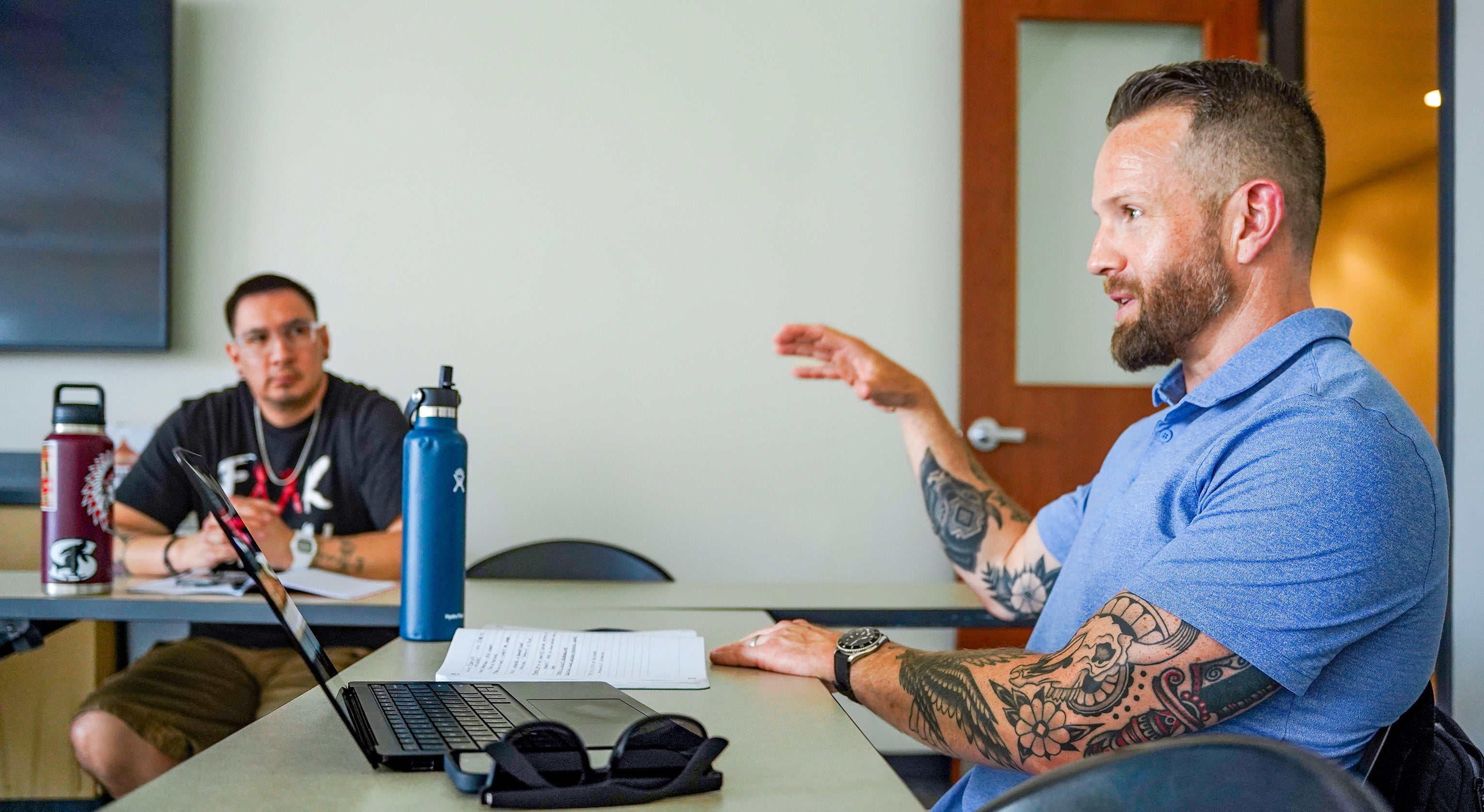 Students in the University of Oregon Strategic Communication Master’s program discuss communication strategy