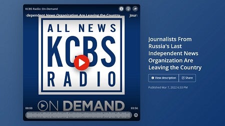 screen shot of the podcast on KCBS Radio