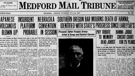 Cover of Medford Mail Tribune from 1910