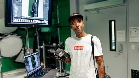 Atiba Jefferson in the SOJC photo studio