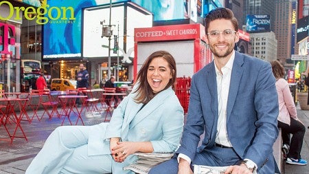 Molly Bedford and Ryan Knutson in Times Square