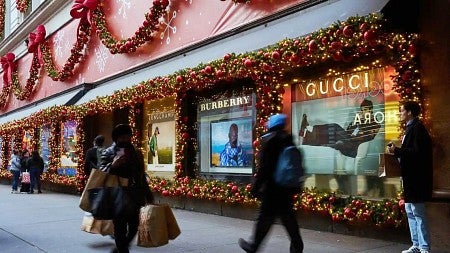 department store windows decorated for the holidays