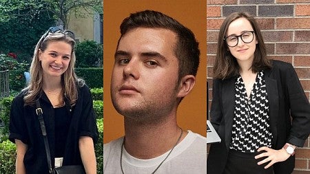 composite photo of Rachel Benner, Kyle Heiner, and Hannah Lewman