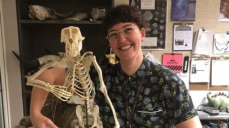 Allyson Woodard with museum exhibit