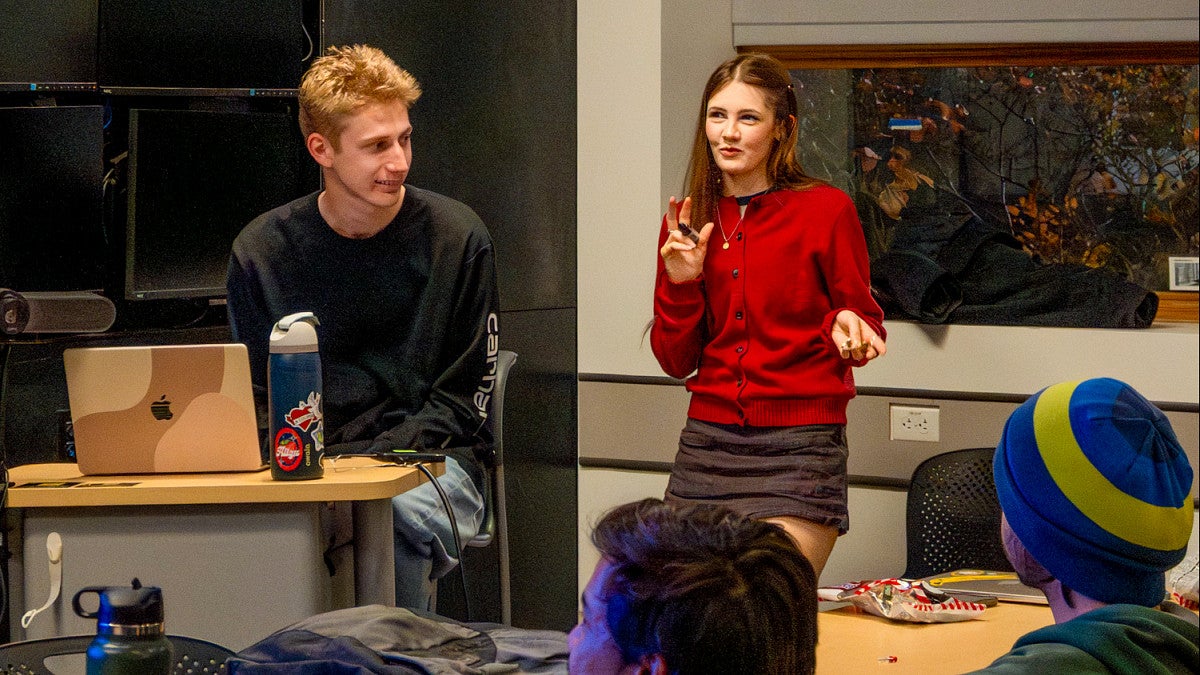 the two student leaders of the UO School of Journalism and Communication (SOJC) After Hours advertising club