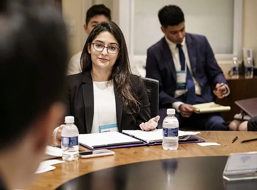 Female law Student in Discussion