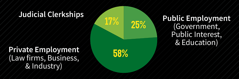 Employment Summary Class of 2025: 17% Judicial Clerkships, 58% Private Employment, 25% Public Employment