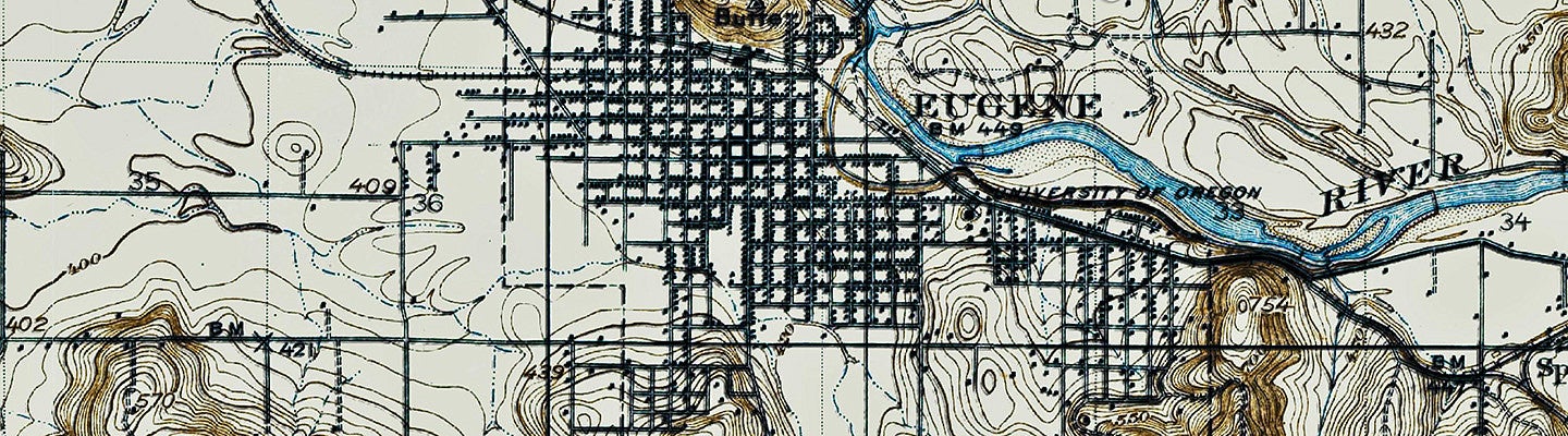old city map of downtown Eugene, Oregon