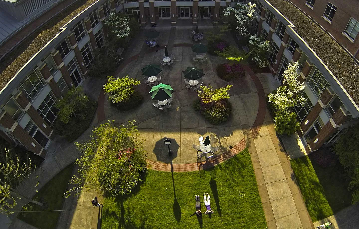 William W. Knight Law Center Building courtyard